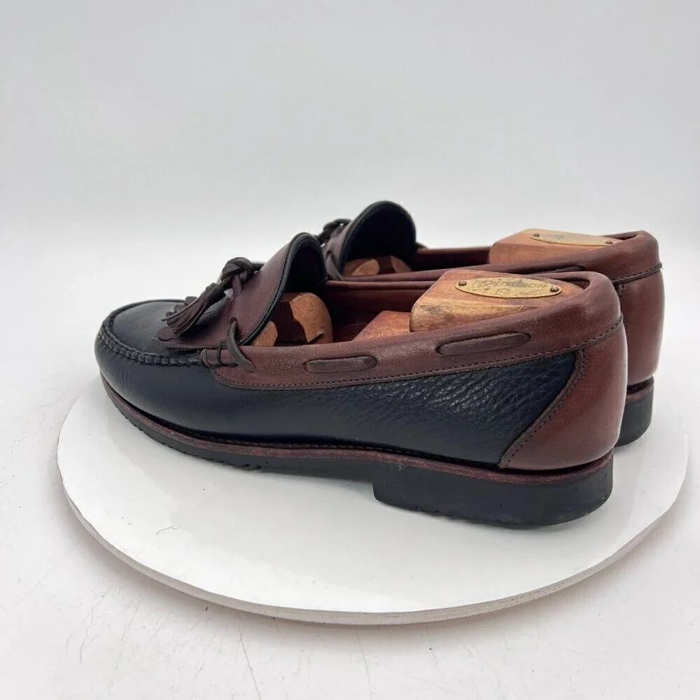 Allen Edmonds Nashua Men Size 9.5D Black Brown Leather Tassel Loafer Dress Shoes